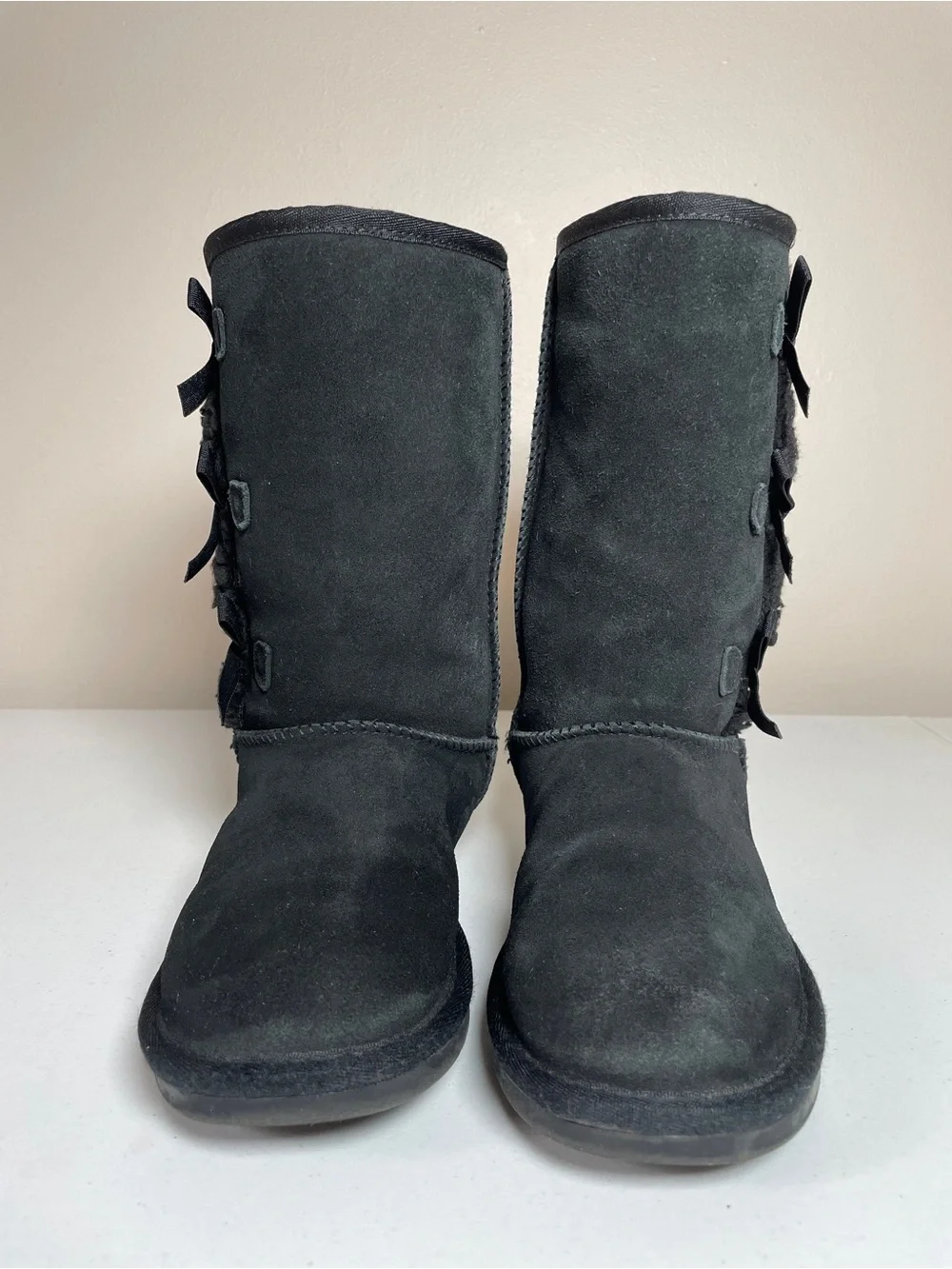 Koolaburra By Ugg Victoria Suede Bow Tall Boots Black Youth Size US 2